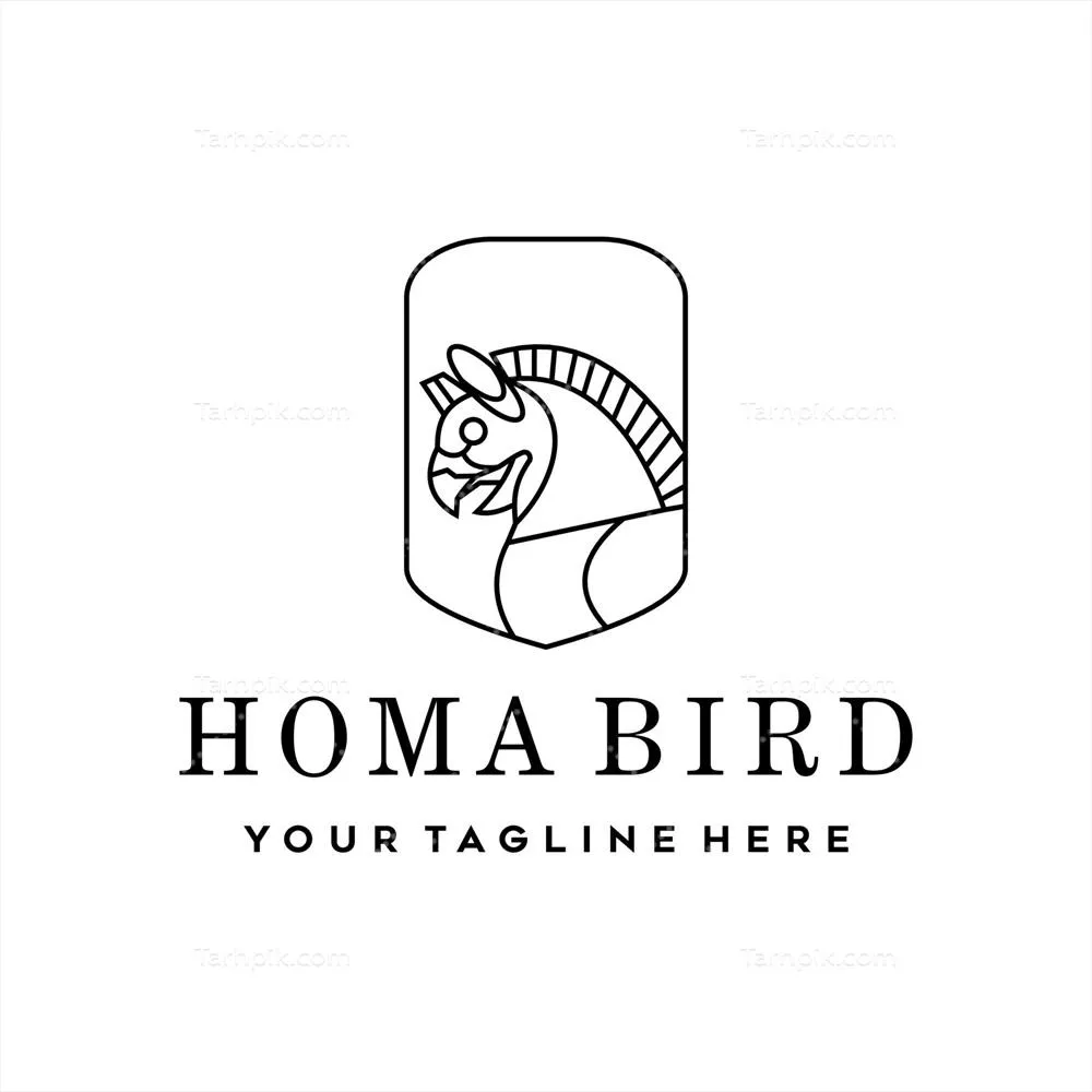 طراحی وکتور لوگوی پرنده هما با سپر و ویژگیهای منحصر به فرد