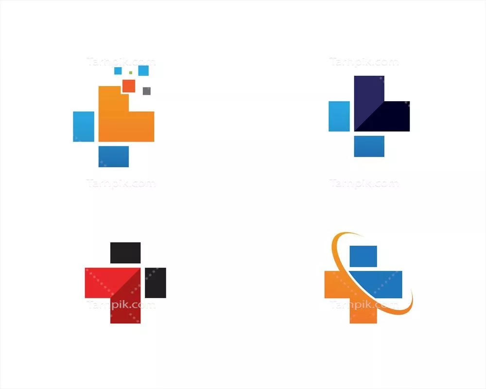 الگوها و نمادهای لوگوی بیمارستان به صورت وکتور برای حوزه سلامت