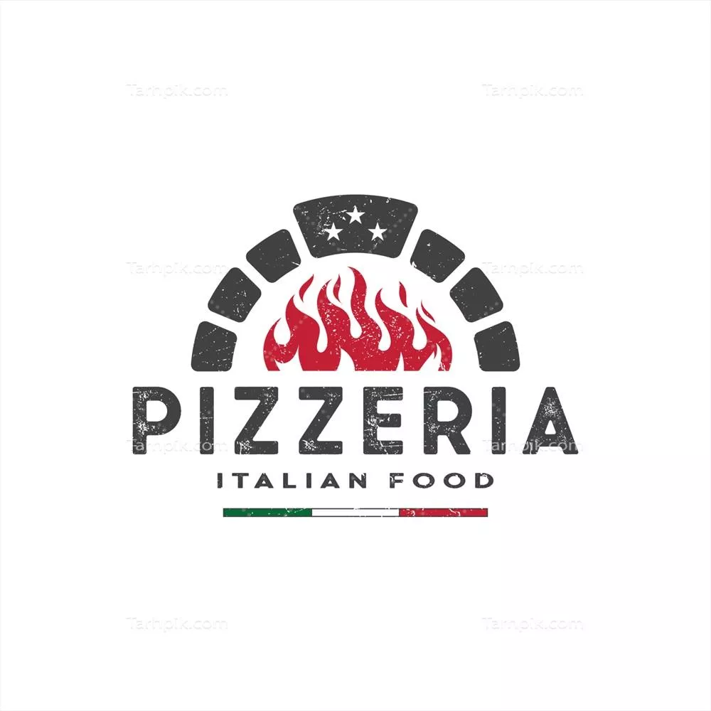 وکتور لوگوی آجر داغ مناسب برای شرکت پیتزا با طراحی خلاقانه