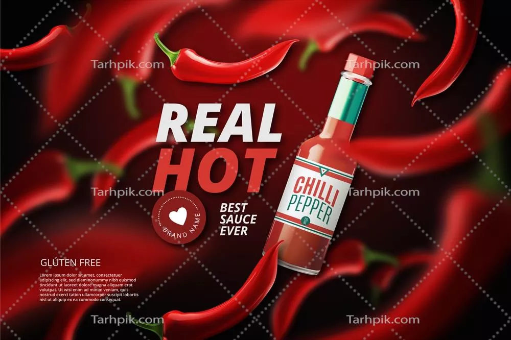 وکتور آگهی تبلیغاتی فلفل چیلی داغ | طعم تند و عطر جذاب