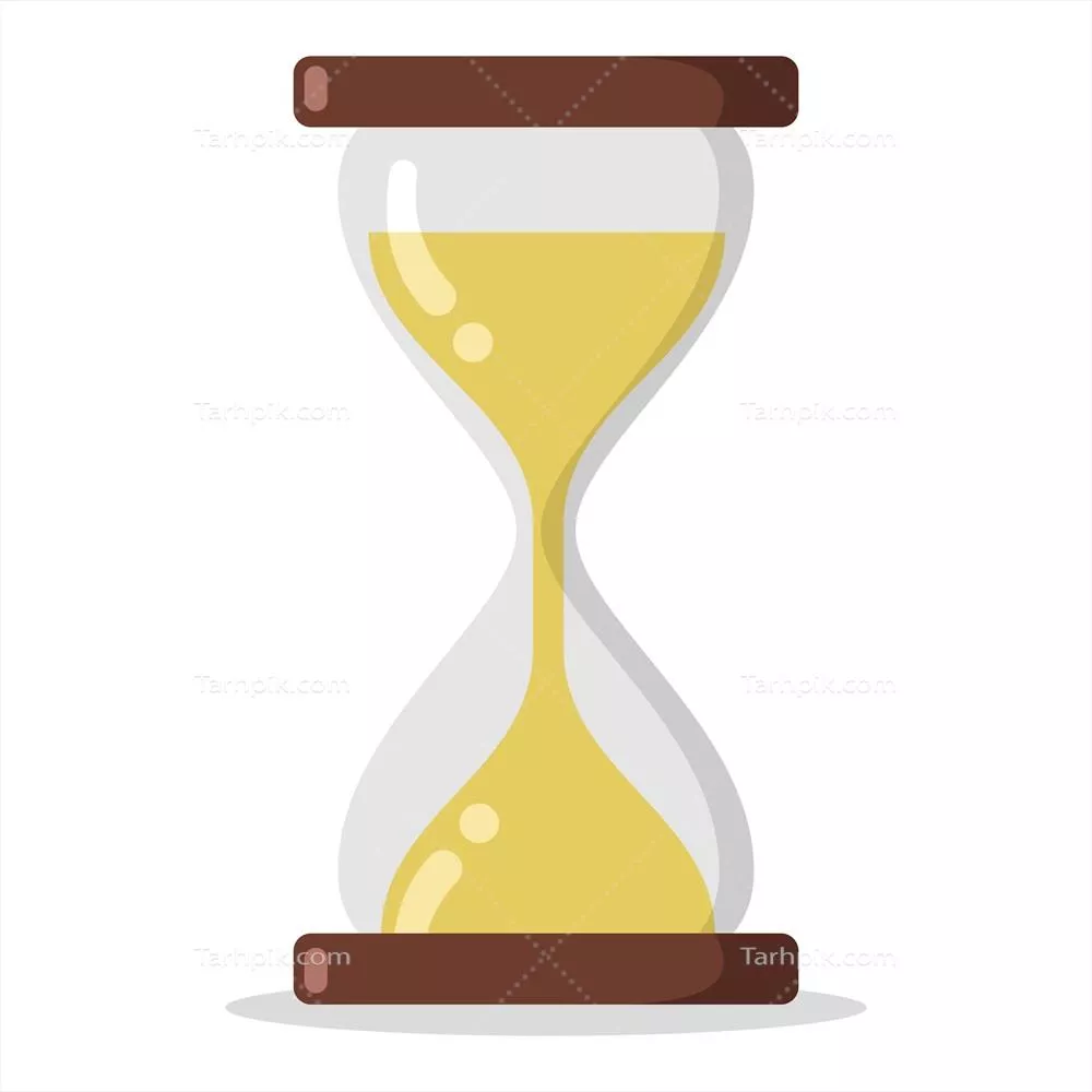 تصویر ساعت شنی مسطح با طراحی وکتور به سبک ساده و زیبا