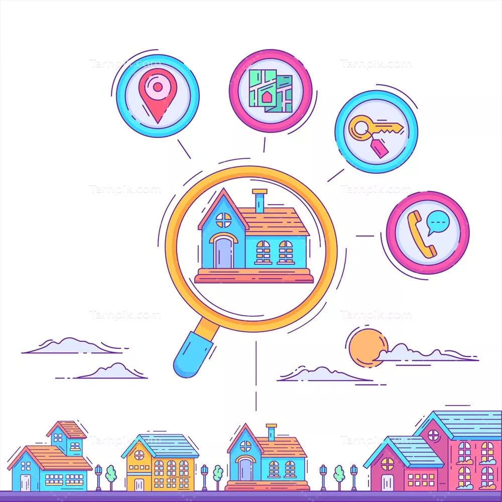 صفحه فرود مفهوم جستجوی خانه با طراحی وکتور منحصر به فرد