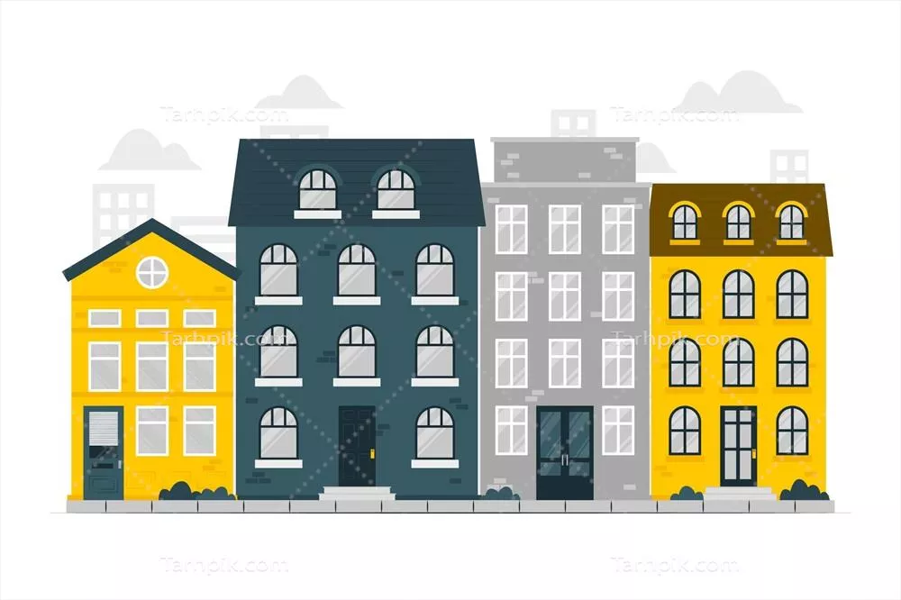 تصویر مفهومی وکتوری از انواع خانهها و معماری های مختلف