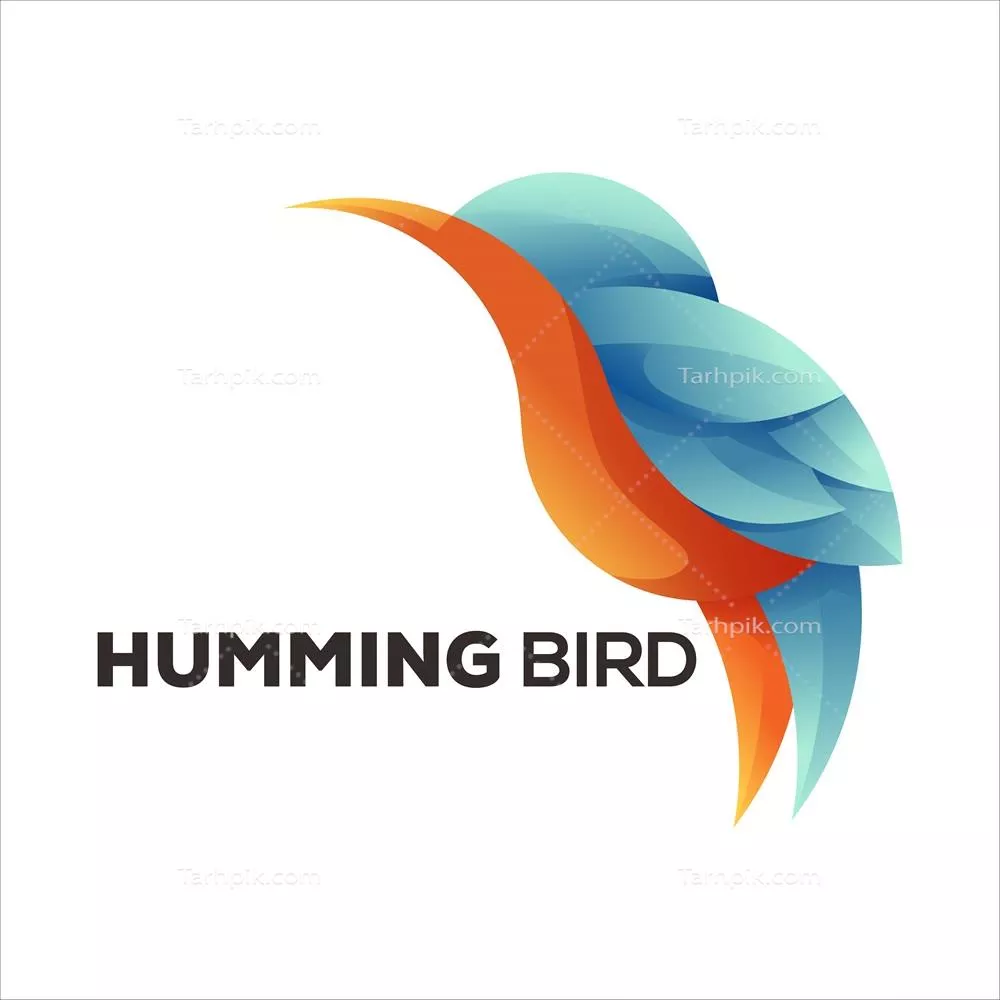 طراحی گرادیانی با تصویر پرنده هومینگبرد در سبک رنگارنگ و وکتور