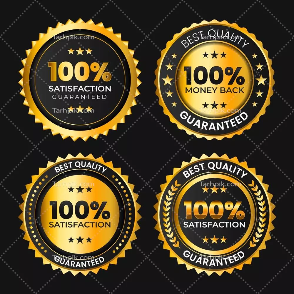 وکتور مجموعه برچسب طلایی و مشکی با ضمانت صددرصد رضایت مشتری