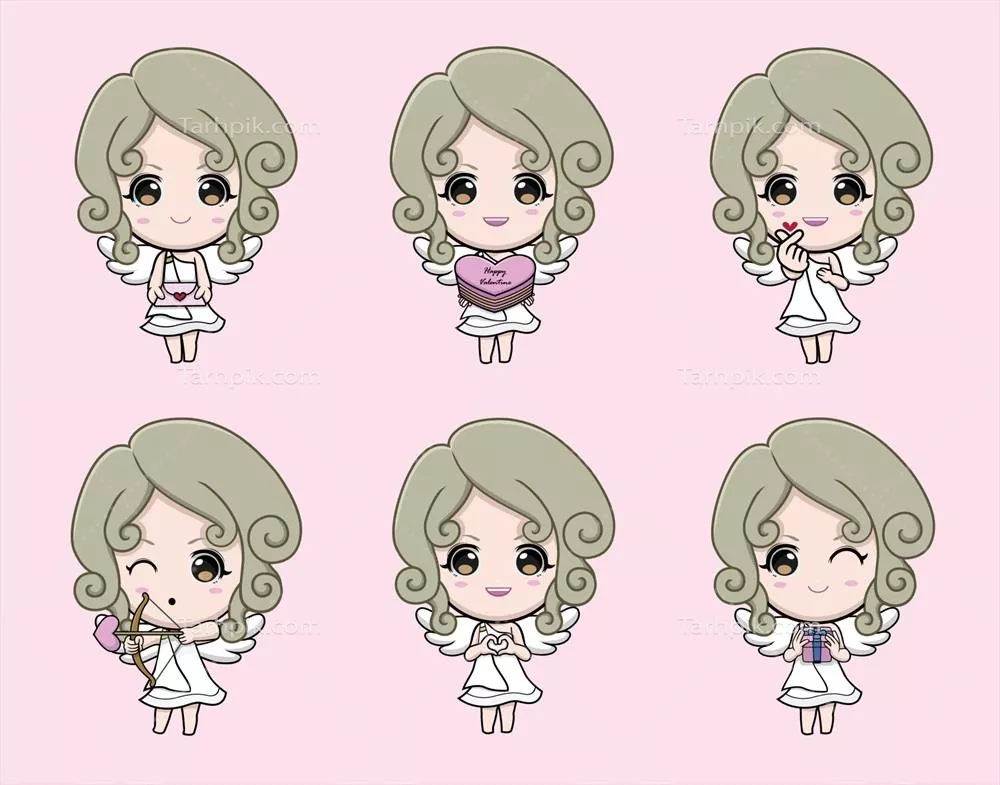 وکتور آیکون شخصیتهای جذاب و ناز برای ولنتاین و روز عشق