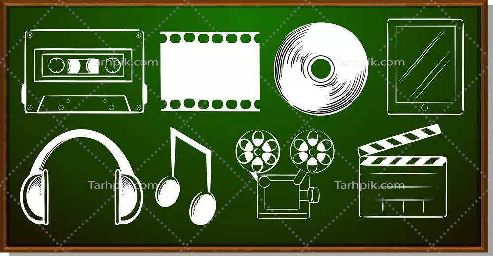 وکتور طراحی آیکون با استفاده از اشیاء سرگرمی و المان‌های هنری