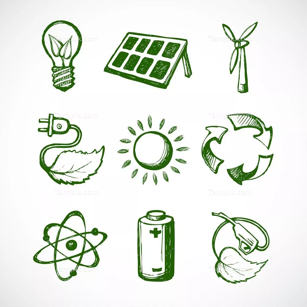 آیکونهای مربوط به اکولوژی به صورت دستی طراحی شده - وکتور