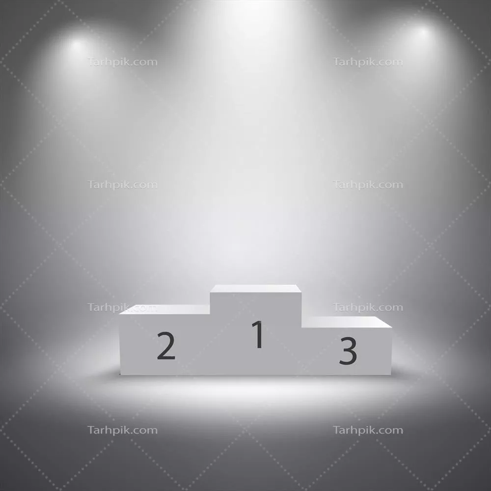 تصویر وکتور برندگان مسابقات ورزشی بر روی سکو با نورپردازی زیبا