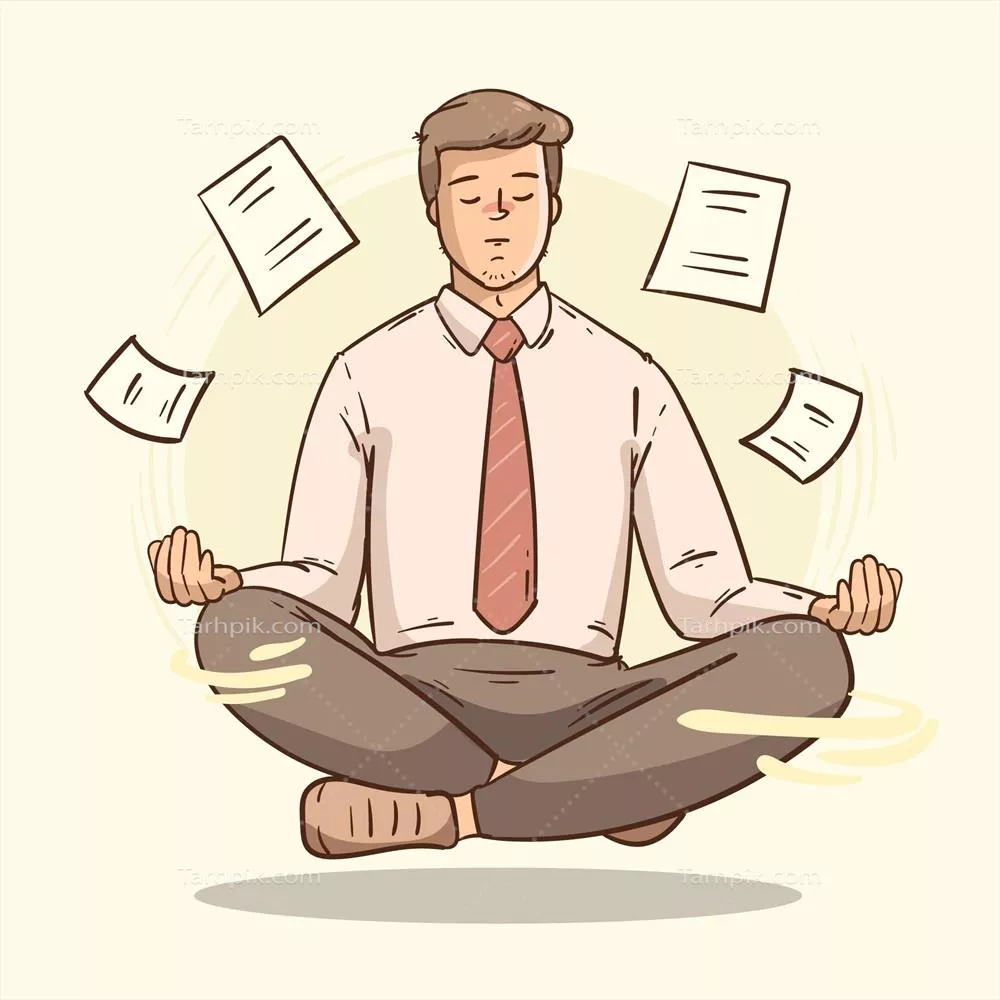 تصویری از یک شخصیت کسب و کار در حال مدیتیشن به صورت وکتور