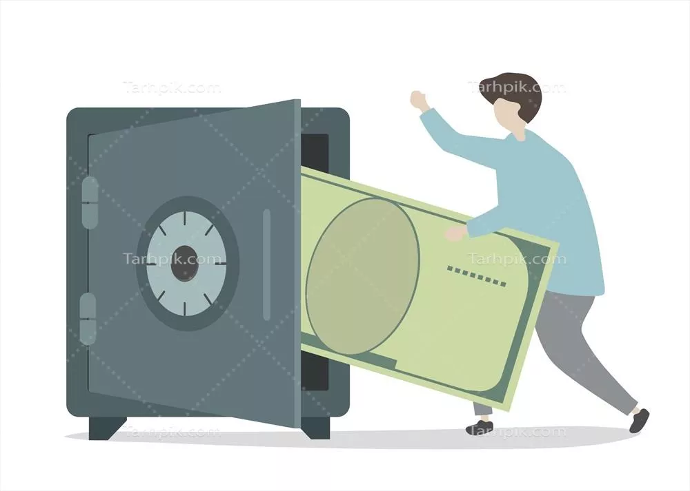 وکتور تصویرسازی کاراکتر در حال صرفهجویی و مدیریت مالی با بیانی زیبا