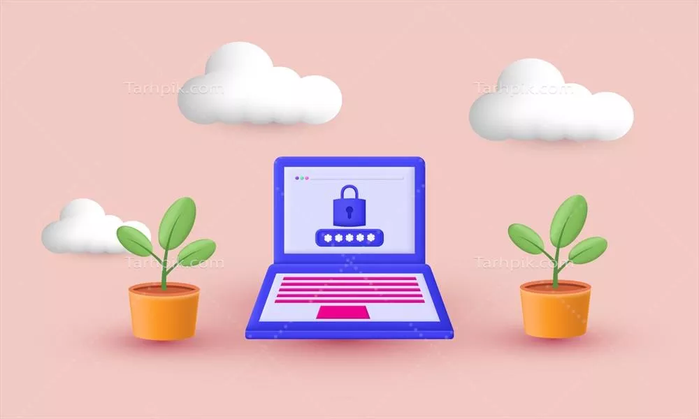 وکتور تصویری خلاقانه از آیکون سه‌بعدی کامپیوتر شخصی به همراه داده‌ها