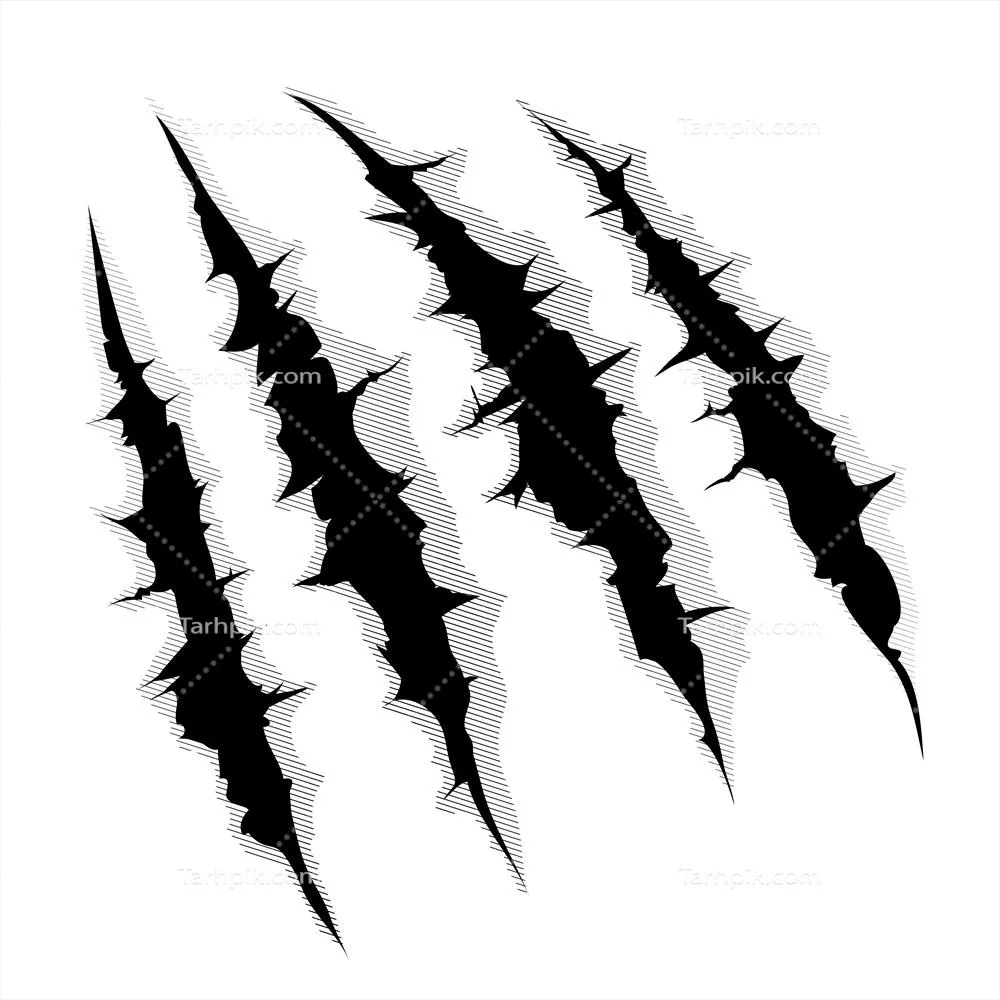 تصویر وکتوری دستانی با پنجه هیولا که از پس زمینه سفید بیرون میآید