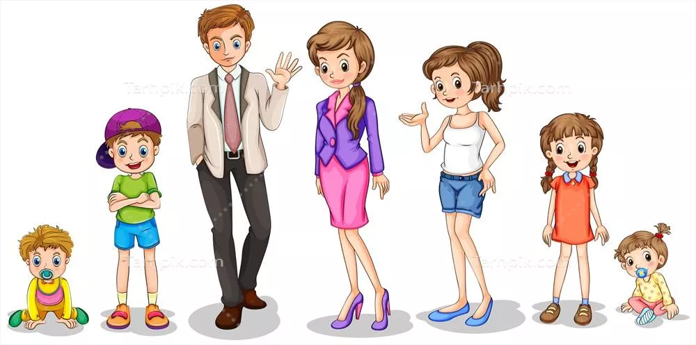 وکتور تصویرسازی یک خانواده بزرگ در پسزمینه سفید