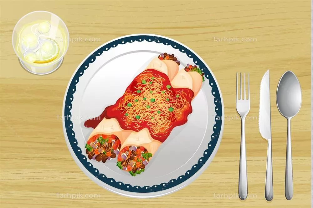 وکتور تصویر زیبای غذایی در ظرف بر روی پسزمینهی چوبی