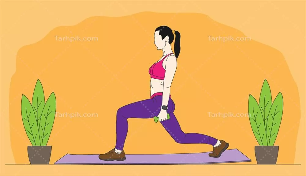 وکتور تصویرگری از یک زن زیبا در حال ورزش کردن و تمرینات بدنی