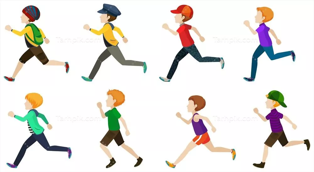 وکتور تصویری از کودکان بدون چهره که در حال دویدن هستند، جشن آزادی و شادی