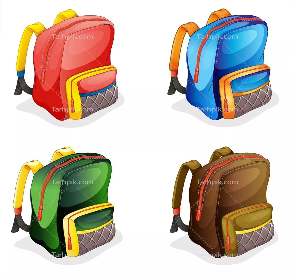 وکتور تصاویر مختلف کولهپشتیهای مدرسه بر روی یک پسزمینه سفید