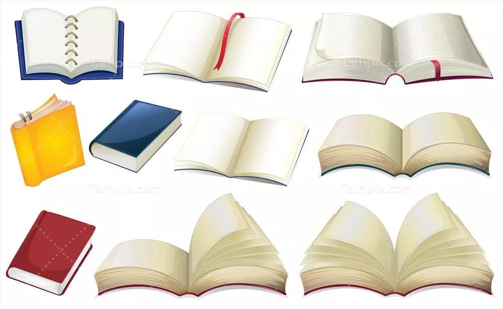 وکتور تصویری از کتابهای خالی بر روی پسزمینه سفید