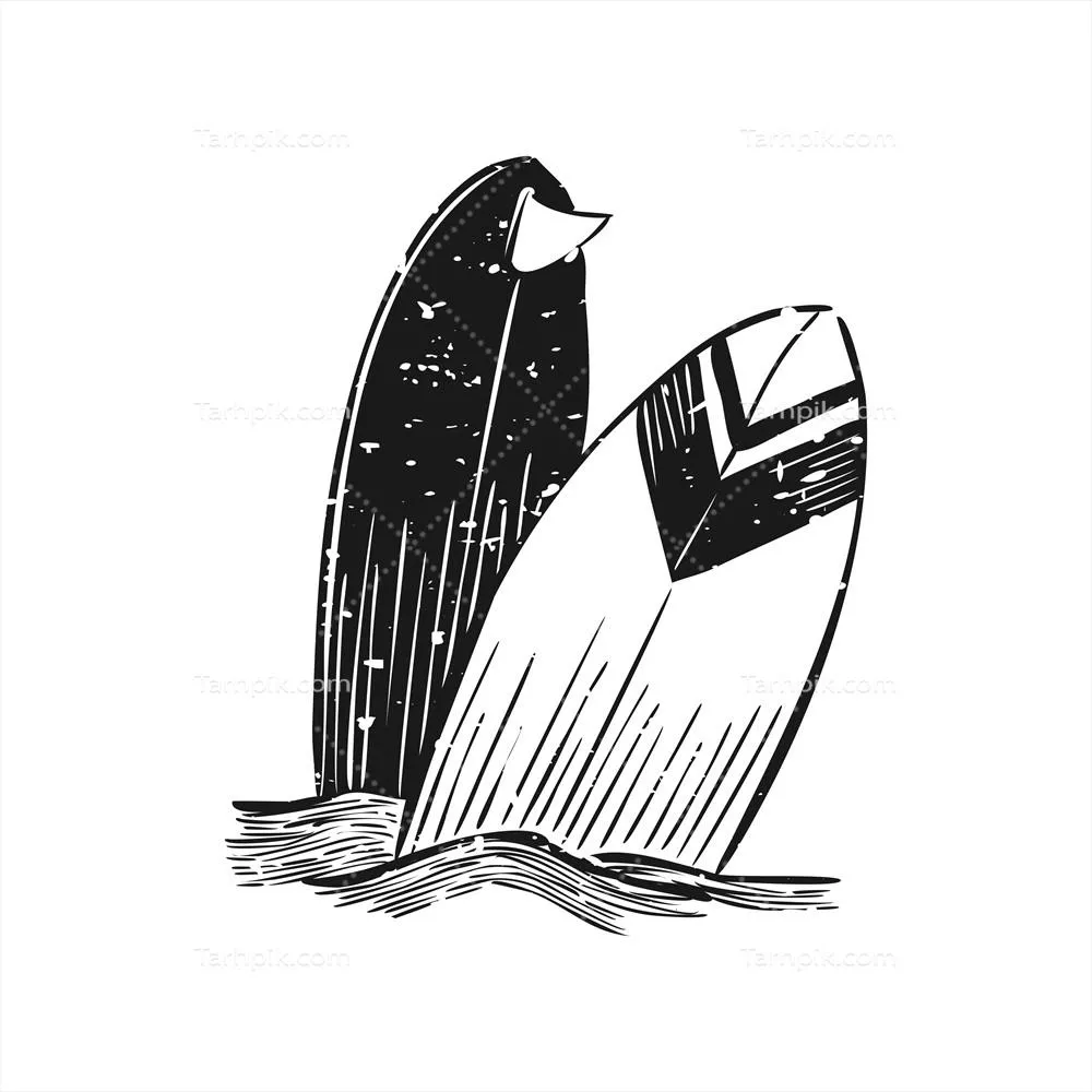 تصویرسازی تابستانی موج و ساحل با اشیاء و وکتورهای زیبا