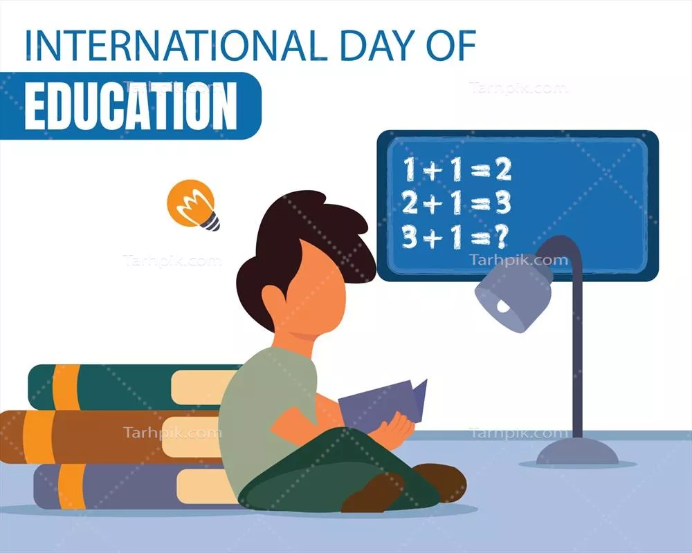 تصویر وکتور از پسری که در حال مطالعه است با جزئیات جذاب