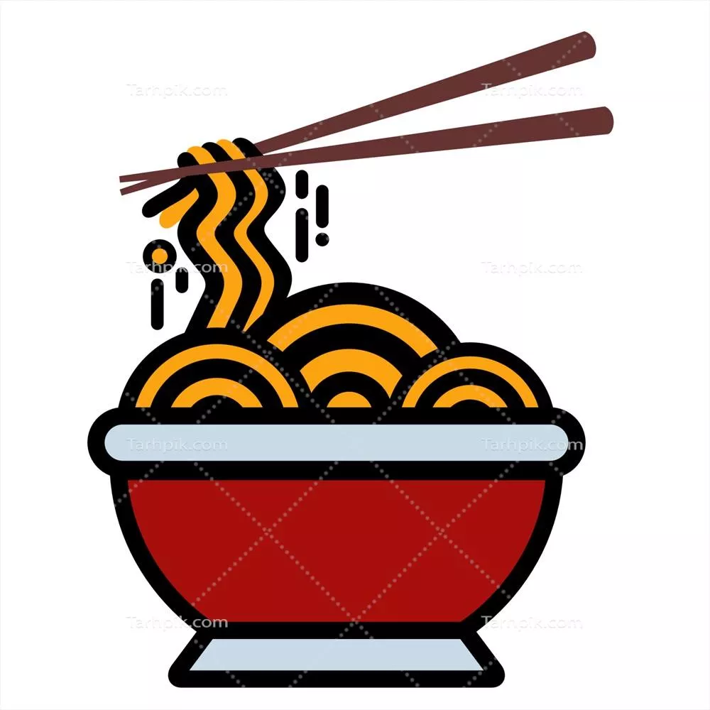 تصویر وکتوری از نودلها به عنوان غذای آسیایی - هنر گرافیک