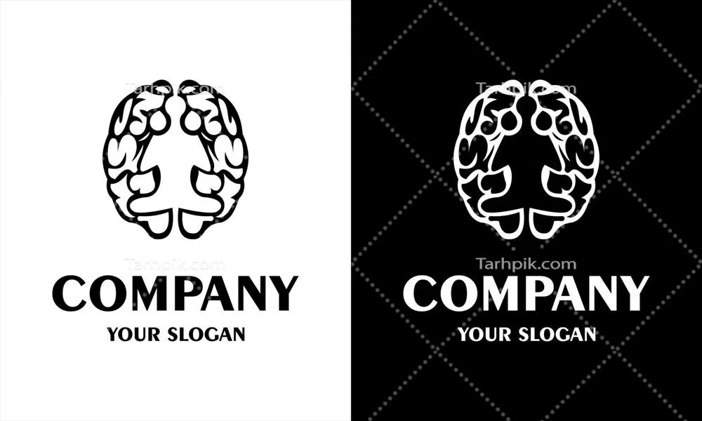 طرح وکتور گرافیکی از مغز و لوگوی نماد مدیتیشن انسان – الهام بخش طراحی