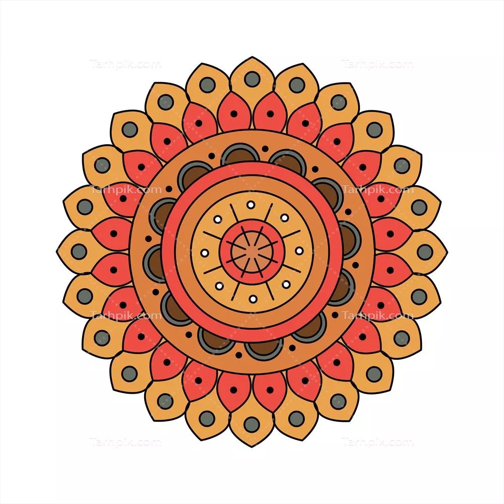 وکتور تزئینات رنگارنگ ماندالا هندی با طراحی های پیچیده و زیبا