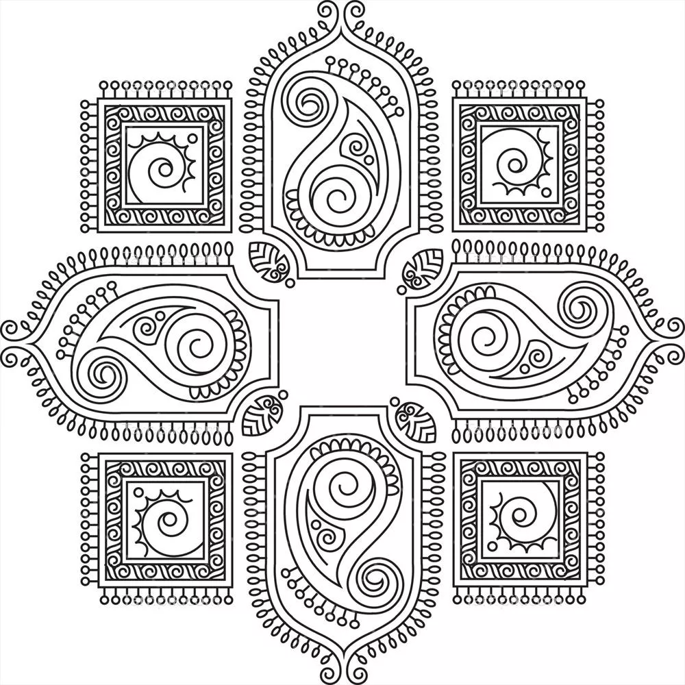 وکتور هنر زیبا و سنتی rangoli: آشنایی با آلوپنا و کلاپم در فرهنگ هندی