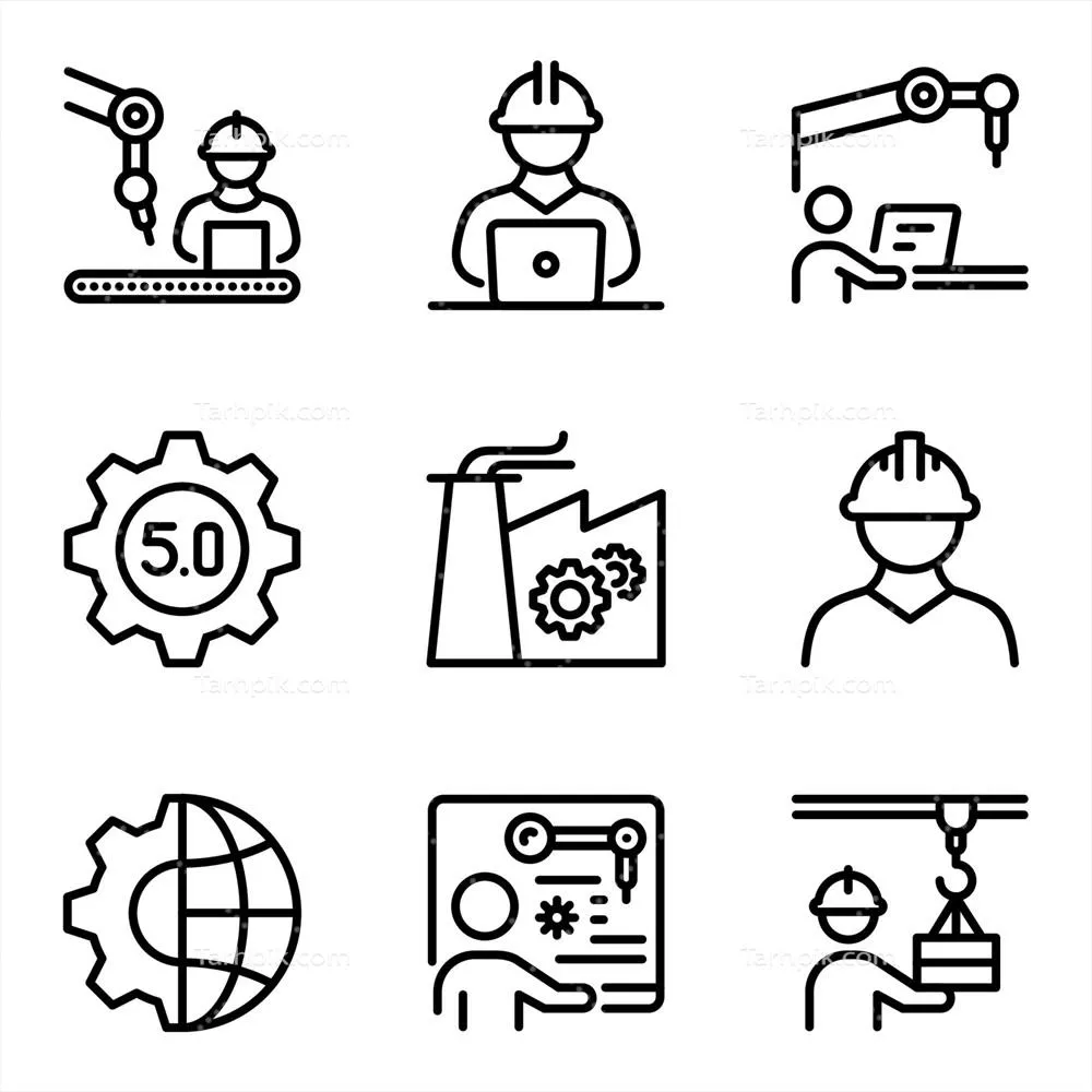وکتور آیکونهای صنعتی و اتوماسیون برای توسعهدهندگان نظارت
