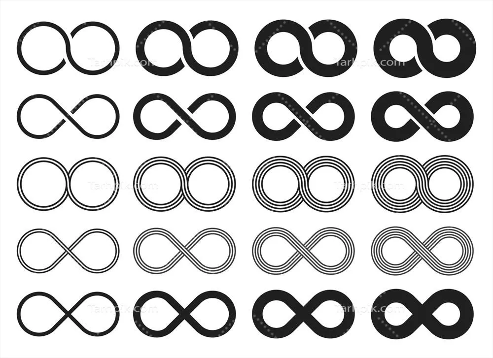 مجموعهای از تصاویر وکتور نماد بینهایت بهطور جداگانه