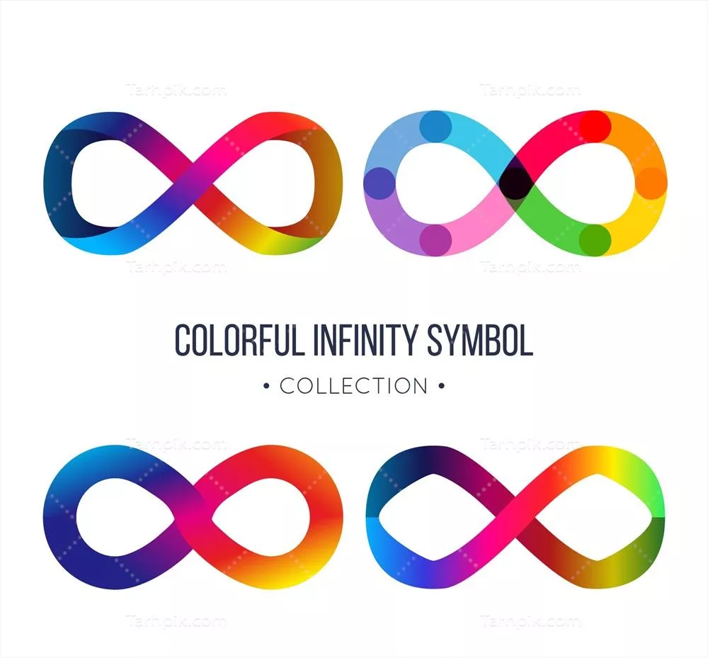 مجموعه نماد بی‌نهایت با رنگ‌های متنوع - وکتور
