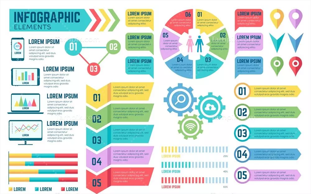 قالب داده‌های اینفوگرافیک وکتوری برای طراحی‌های خلاقانه و جذاب