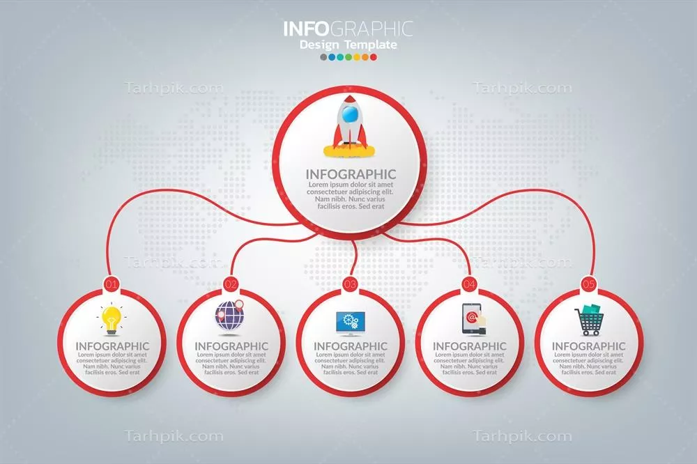 طراحی اینفوگرافیک، وکتور و آیکونها برای نمودارهای جریان و چیدمانهای گزارش کسب و کار