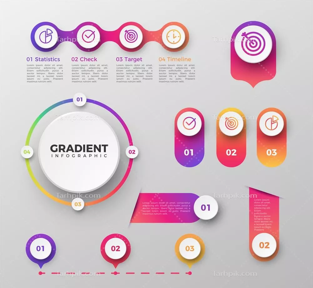 مجموعهای از عناصر اینفوگرافیک وکتور برای طراحی گرافیکی