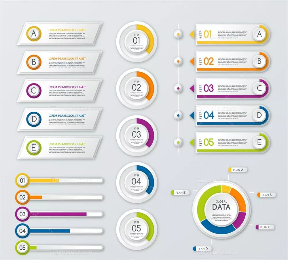 مجموعه عناصر اینفوگرافیک وکتور: ۷ طرح منحصر به فرد و خلاقانه