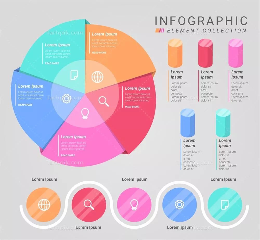 مجموعه المان های اینفوگرافیک وکتور برای طراحی گرافیکی