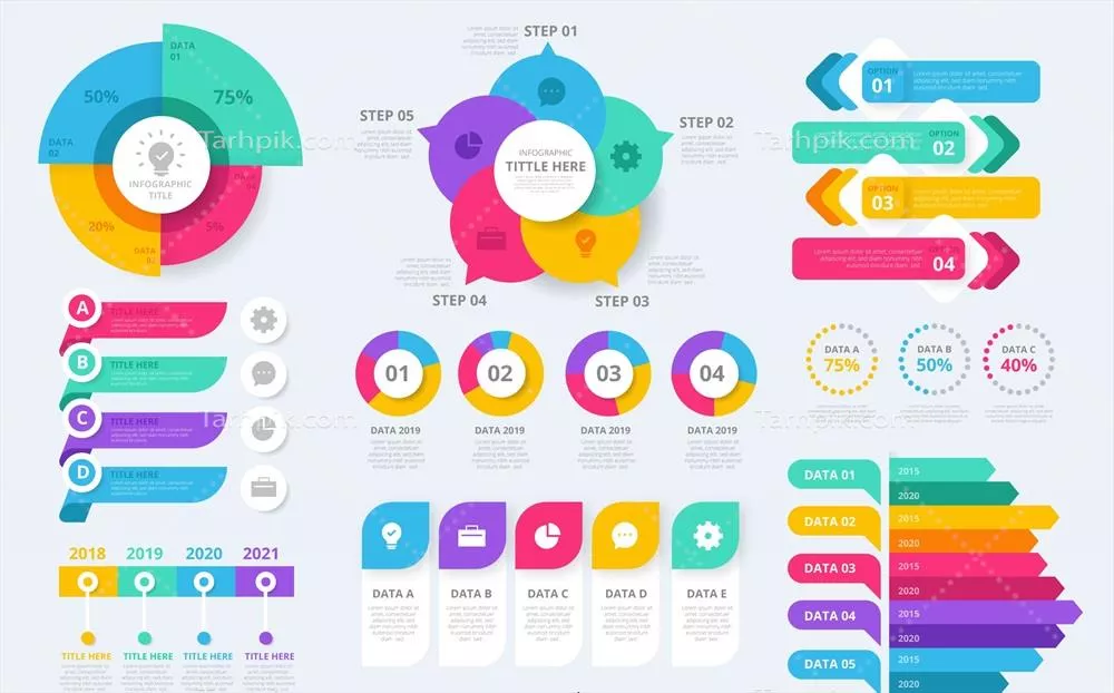 مجموعه عناصر اینفوگرافیک وکتور برای طراحی بصری خلاقانه