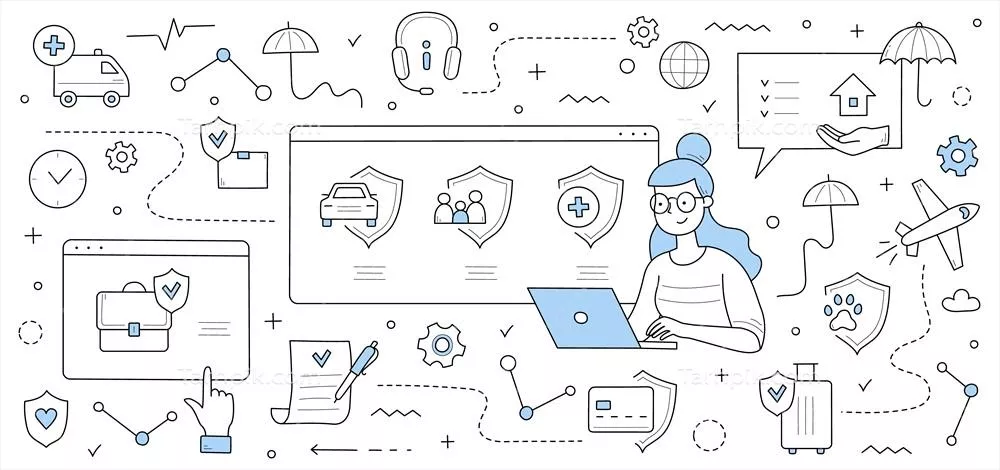 مفهوم دوخت خدمات بیمه: تضمین امنیت و اطمینان با طراحی وکتور