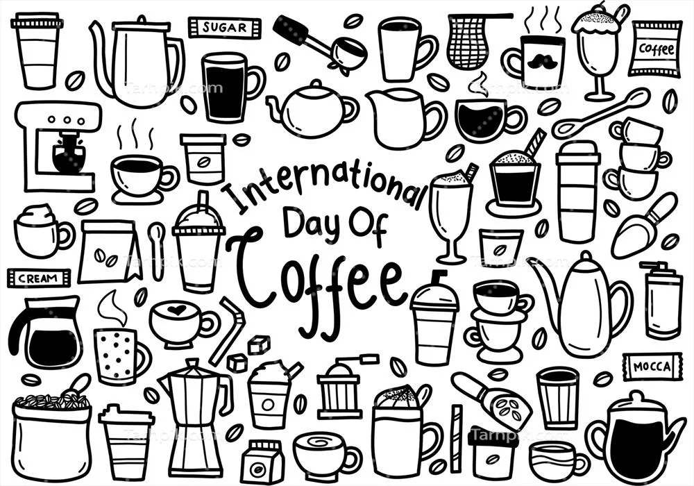وکتور روز جهانی قهوه و طراحی های خلاقانه مرتبط با آن