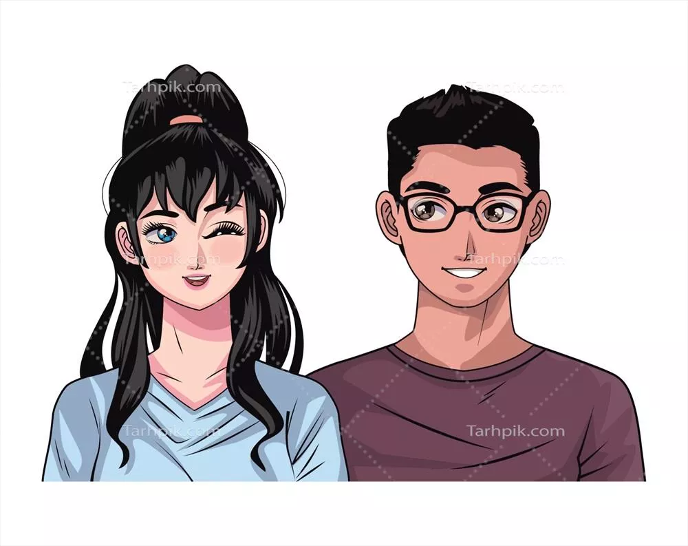 وکتور عشق جوانان نژادهای مختلف: داستانی از پیوندهای عاشقانه و تنوع فرهنگی