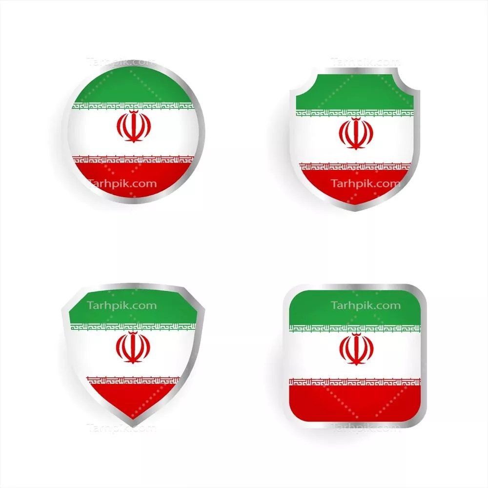 وکتور مجموعه نشانها و برچسبهای کشورهای ایران با طراحیهای منحصر به فرد