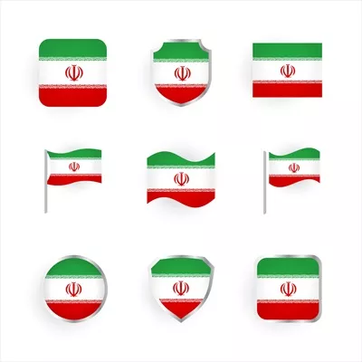 وکتور مجموعه آیکون های پرچم ایران با طراحی های متنوع و جذاب