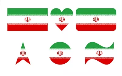 پرچم ایران در شش شکل مختلف - تصویر وکتوری