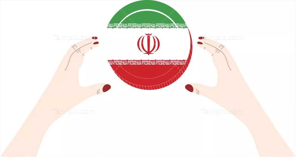 پرچم ایران و طراحی دستی واحد پول ایرانی (ریال) به صورت وکتور
