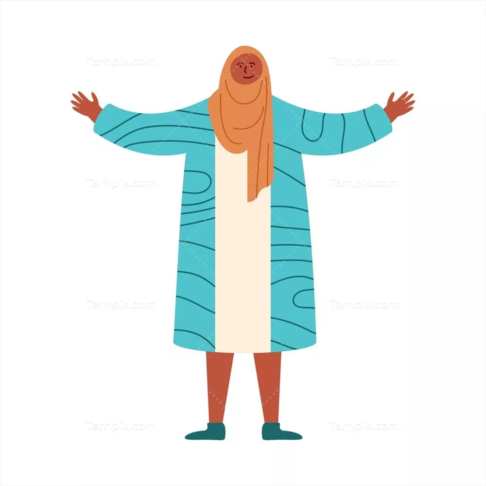 وکتور زنی ایرانی با دستان باز در حال بیان احساسات و آزادی