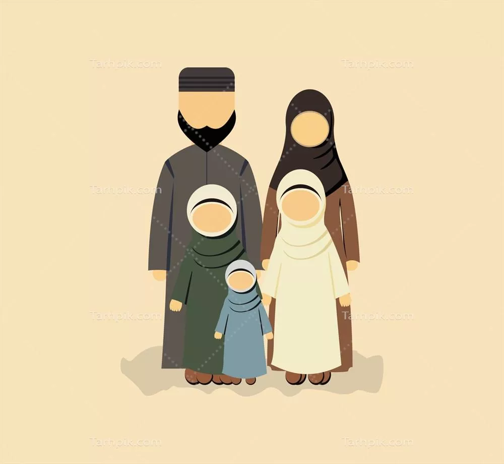 وکتور خانواده اسلامی: در آغوش گرفتن ارزشها، فرهنگ و سنتها