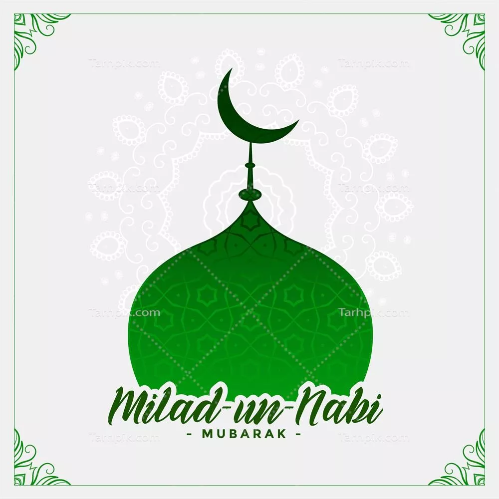وکتور طرح کارت جشن میلاد نبی با نمایی از مسجد اسلامی و زیباییهای آن