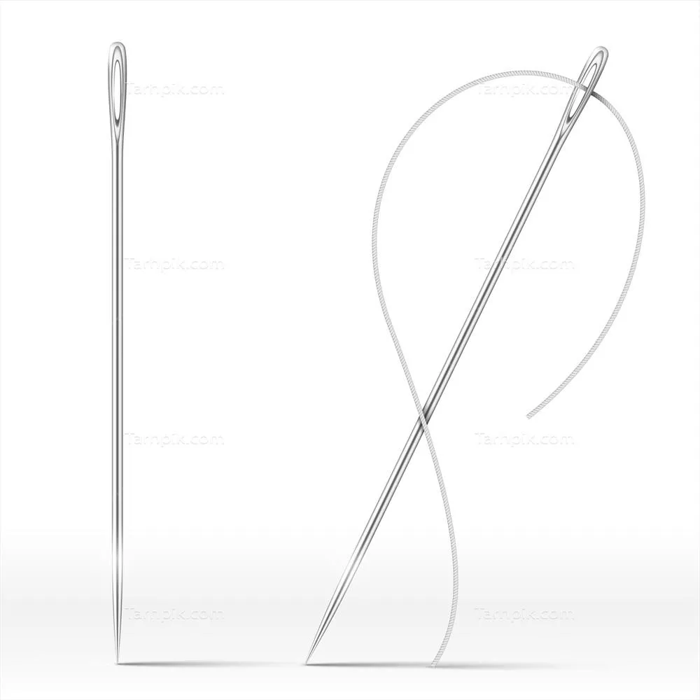 تصویر برداری وکتور سوزن و نخ در حالت جداگانه