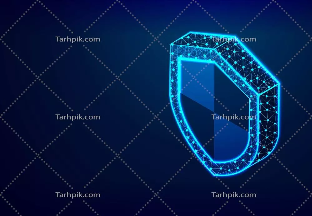 وکتور تصویرسازی انتزاعی از یک سپر ایزومتریک با طراحی چند وجهی برای امنیت و حریم خصوصی